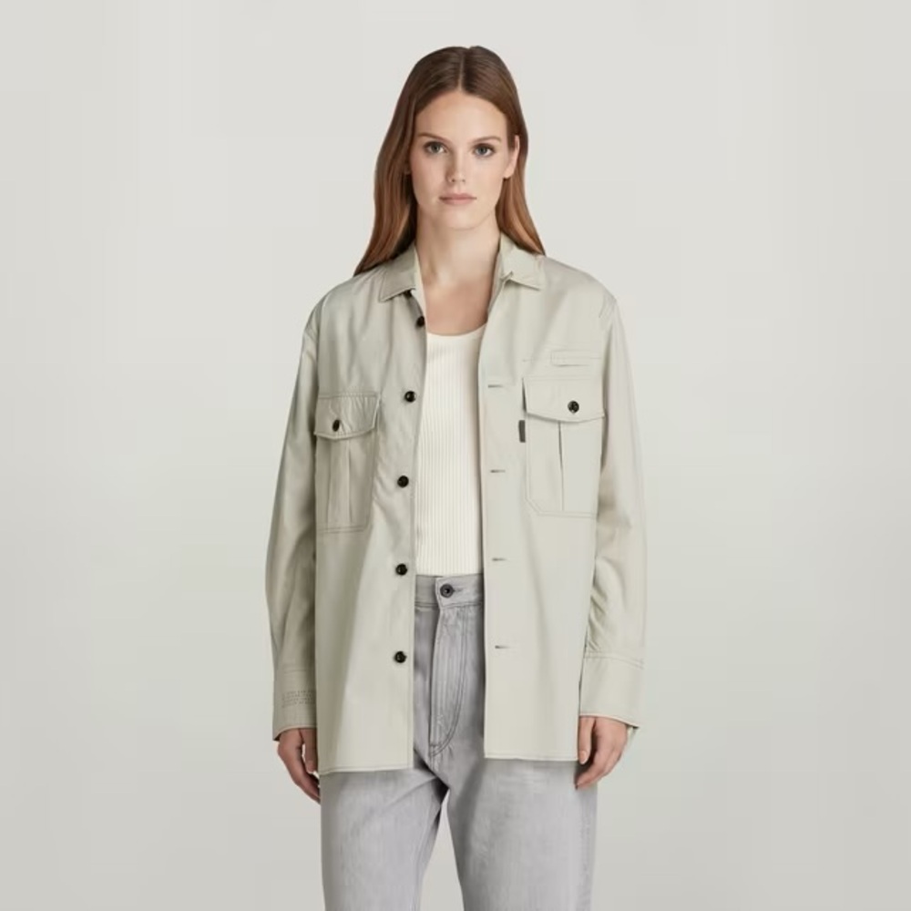 G-Star RAW Unisex Officer BF Shirt Mineral Gray Poplin Utility XS NWT